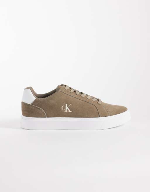 Zapatillas de deporte color topo clásicas con suela cupsole de ante auténtico de Calvin Klein