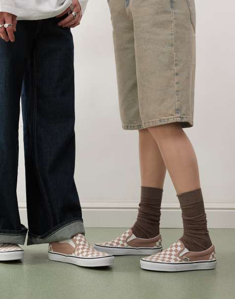 Zapatillas de deporte color topo sin cierres a cuadros dameros Colour Theory Slip-On de Vans Classic - view 1