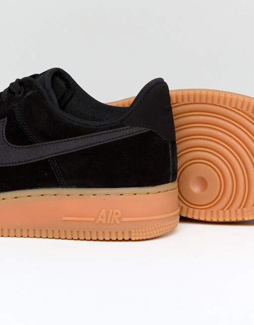 Zapatillas de deporte de ante negras con suela de goma Air Force 1 '07 de  Nike