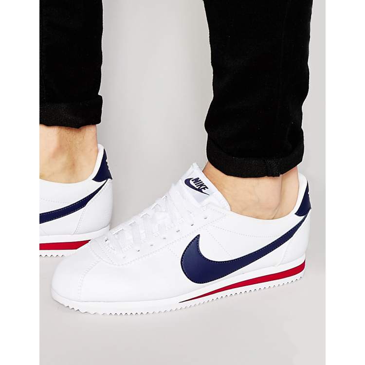 Zapatillas de deporte de cuero en blanco Cortez 749571 146 de Nike