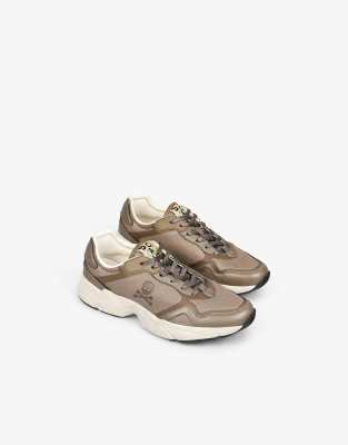 Zapatillas de deporte doradas con suela gruesa de Scalpers