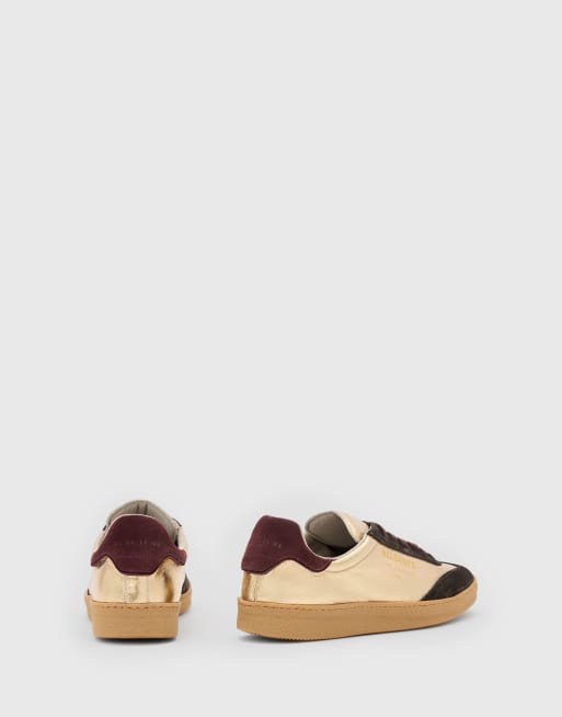 Zapatillas de deporte doradas y marrones de ante Thelma de AllSaints, 4 de 4