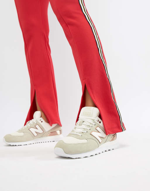 Mirar furtivamente angustia crear Zapatillas de deporte en crema y dorado rosa 574 de New Balance | ASOS