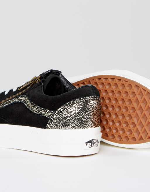 Vans negras shop dorados