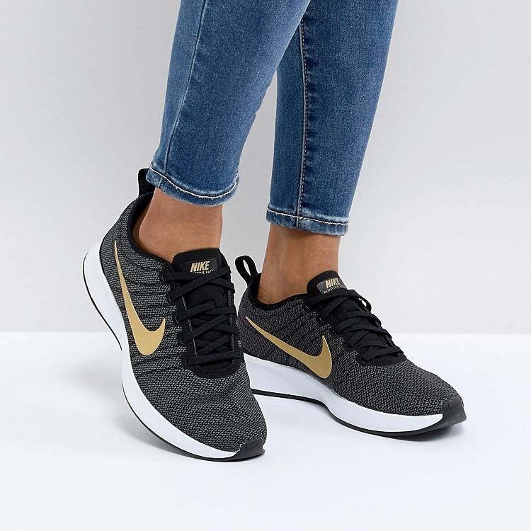 negocio traje Impresión Zapatillas de deporte en negro y dorado Dualtone Racer de Nike | ASOS