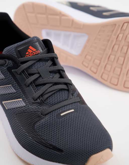 Zapatillas de deporte gris oscuro y beis Falcon 2.0 de adidas Running, 3 de 4