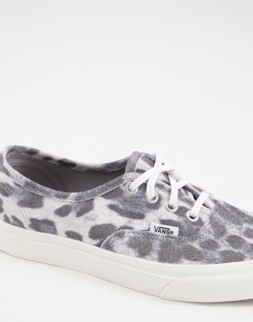 Zapatillas de deporte grises con estampado de leopardo de ante de pelo de Vans Authentic