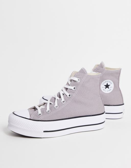 Zapatillas de deporte grises hi top con plataforma Chuck Taylor Hi de Converse