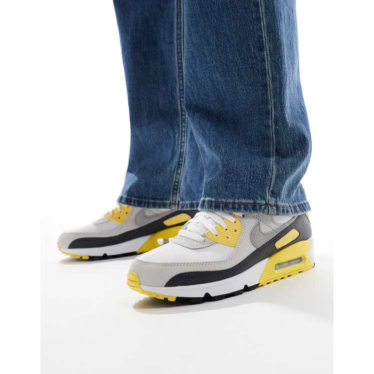 Zapatillas de deporte grises y amarillas Air Max 90 de Nike ASOS