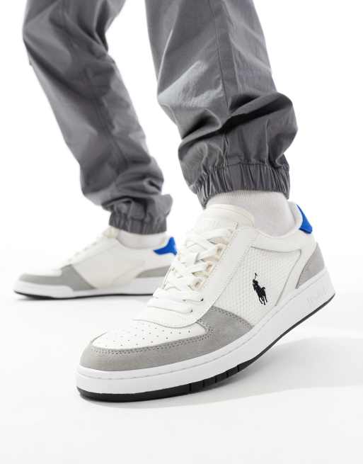 Zapatillas de deporte grises y blancas con logo de mezcla de ante Court de Polo Ralph Lauren