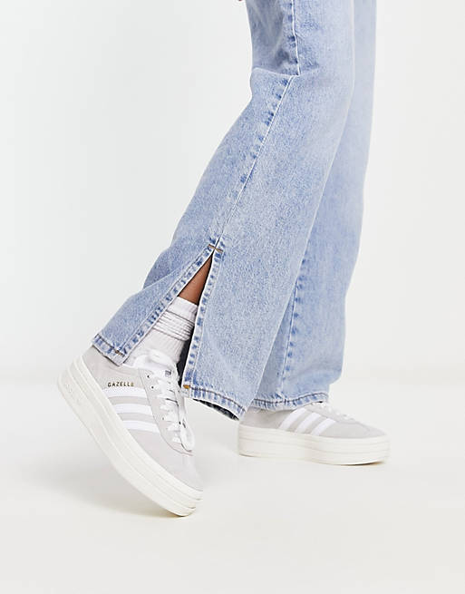 Zapatillas deporte grises y blancas plataforma Gazelle Bold de adidas Originals |