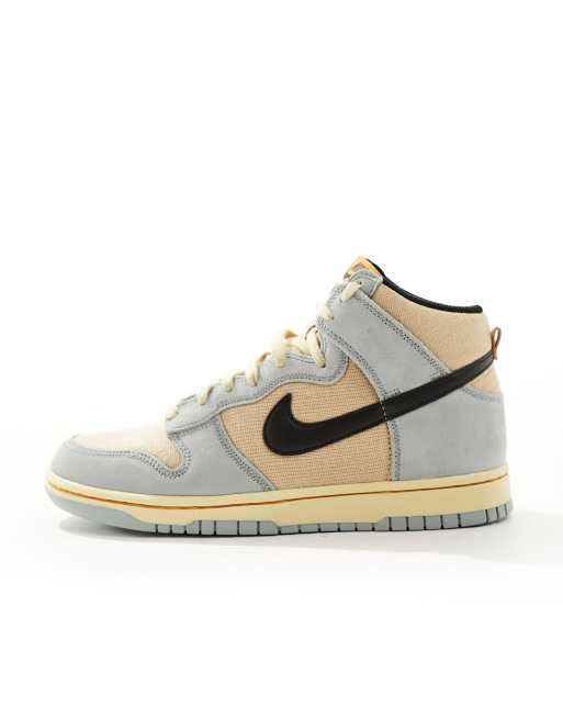Nike Dunk Hi Retro SE trainers in grey and brown