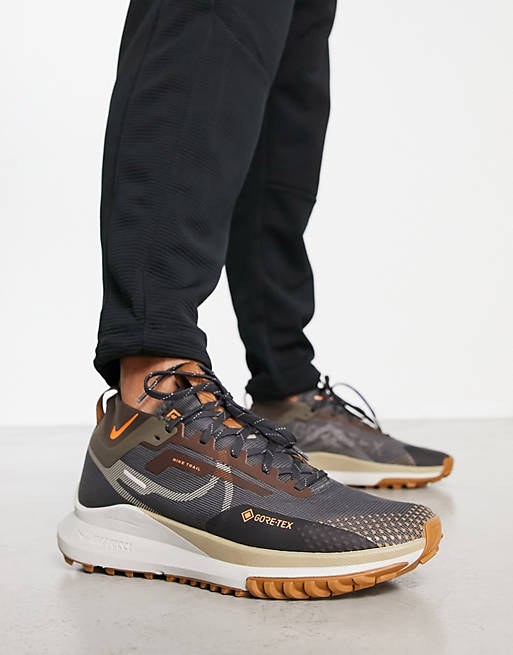 recibo Acuario Te mejorarás Zapatillas de deporte grises y marrones Trail React Pegasus 4 Goretex de  Nike Running | ASOS
