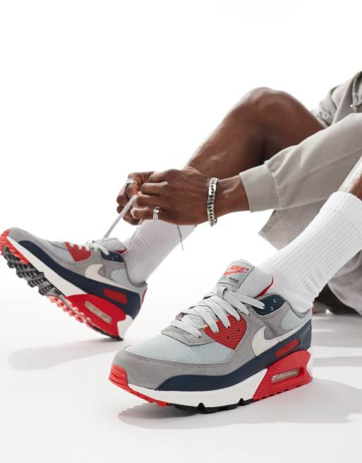 Zapatillas de deporte grises y rojas Air Max 90 de Nike