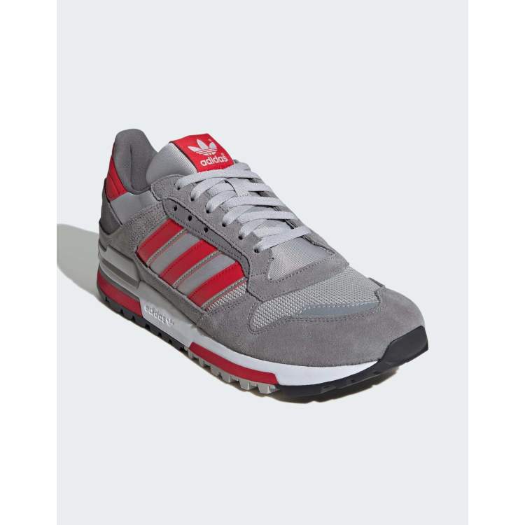 Zapatillas de deporte grises y rojo escarlata ZX 600 de adidas