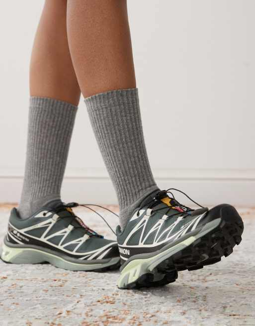 Zapatillas de deporte grises y verde lima XT-6 GTX de Salomon