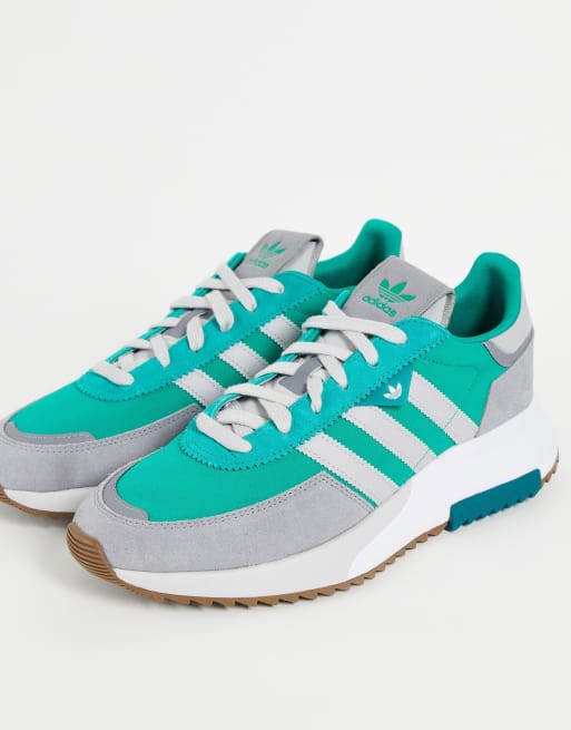 Zapatillas de deporte grises y verdes Retropy F2 de adidas Originals ASOS