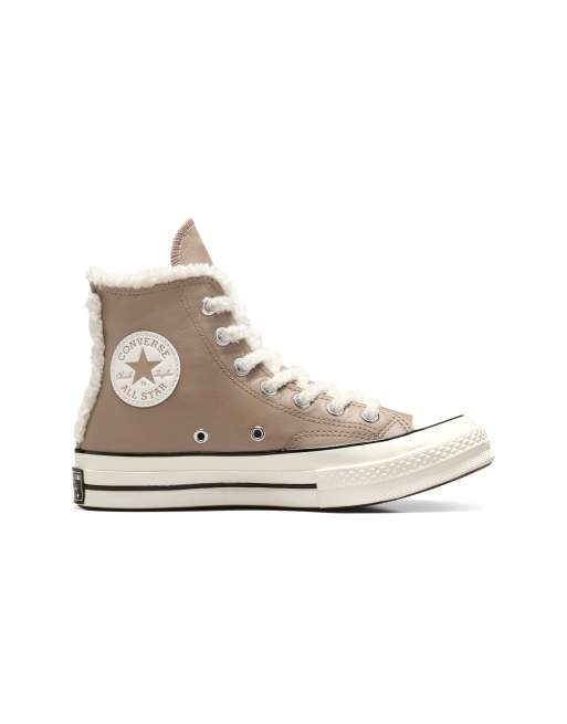 Zapatillas de deporte hi-top beis con detalle de tejido de rizo Chuck 70 de Convers