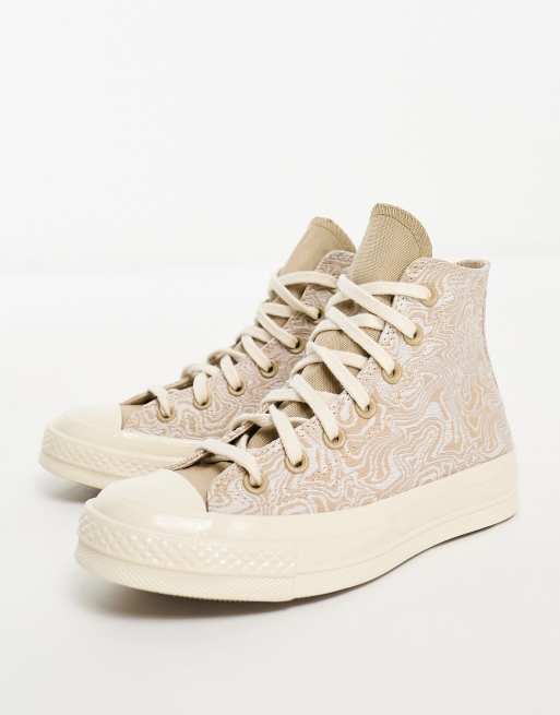 Zapatillas de deporte hi-top beis con estampado ondulado Chuck 70