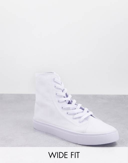 Zapatillas de deporte hi-top blancas de lona Daz de ASOS DESIGN Wide Fit