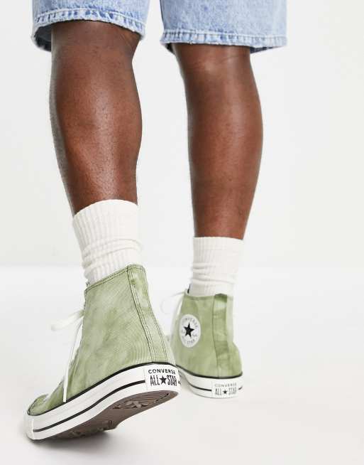 Zapatillas de deporte caquis con acabado lavado de lona Chuck Taylor All Star Hi de Converse | ASOS