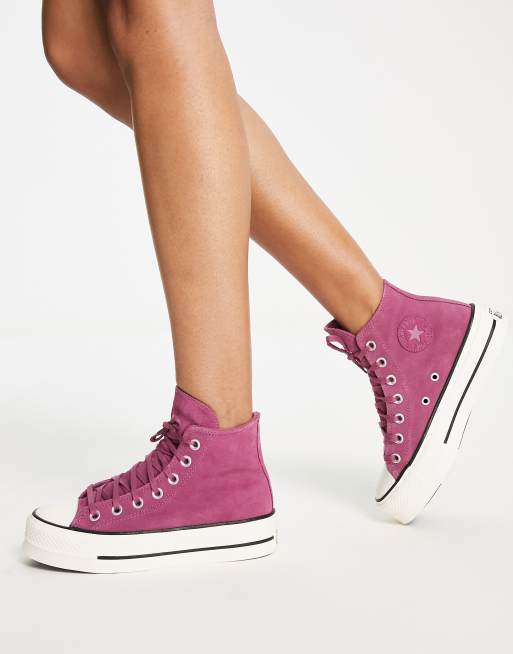 Zapatillas de deporte hi top color baya con plataforma y forro de ante Chuck Taylor Hi de Converse