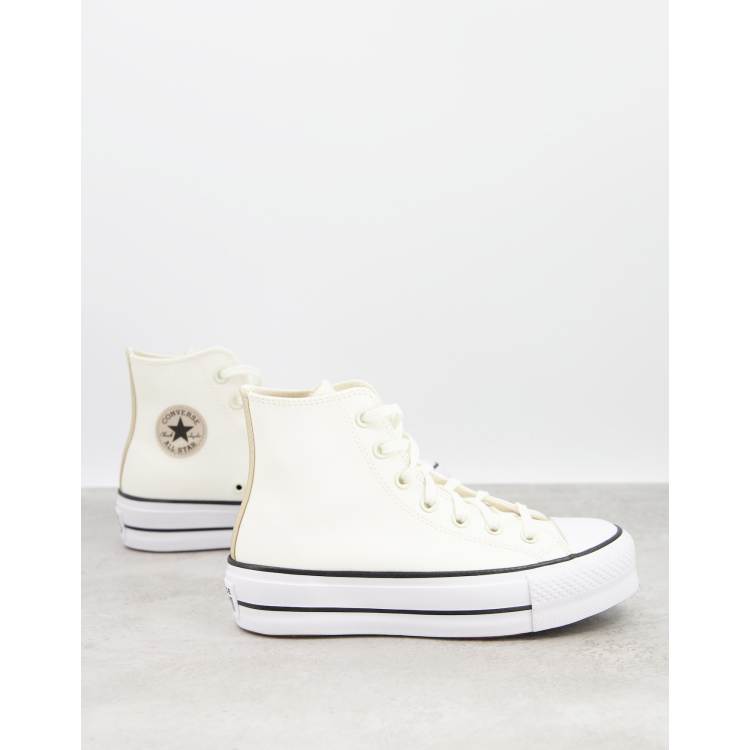 Zapatillas de deporte hi top color blanco hueso de cuero Chuck Taylor Hi de Converse