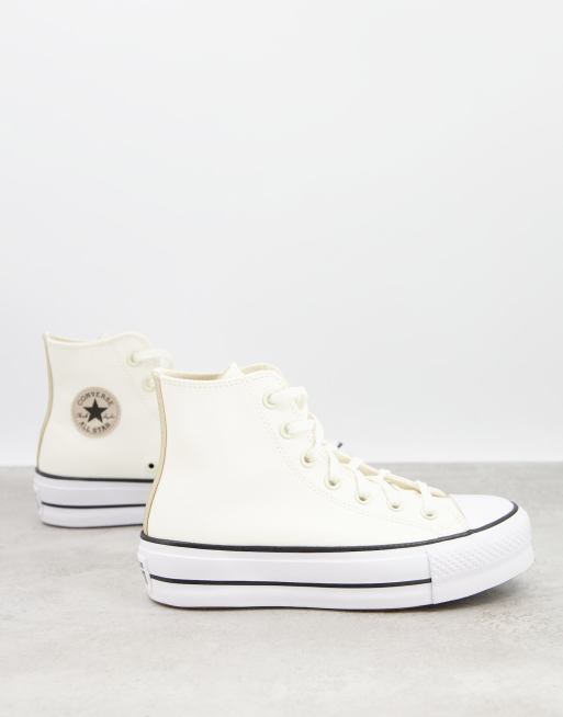Zapatillas de deporte hi-top color blanco hueso de cuero Chuck Taylor Hi de Converse