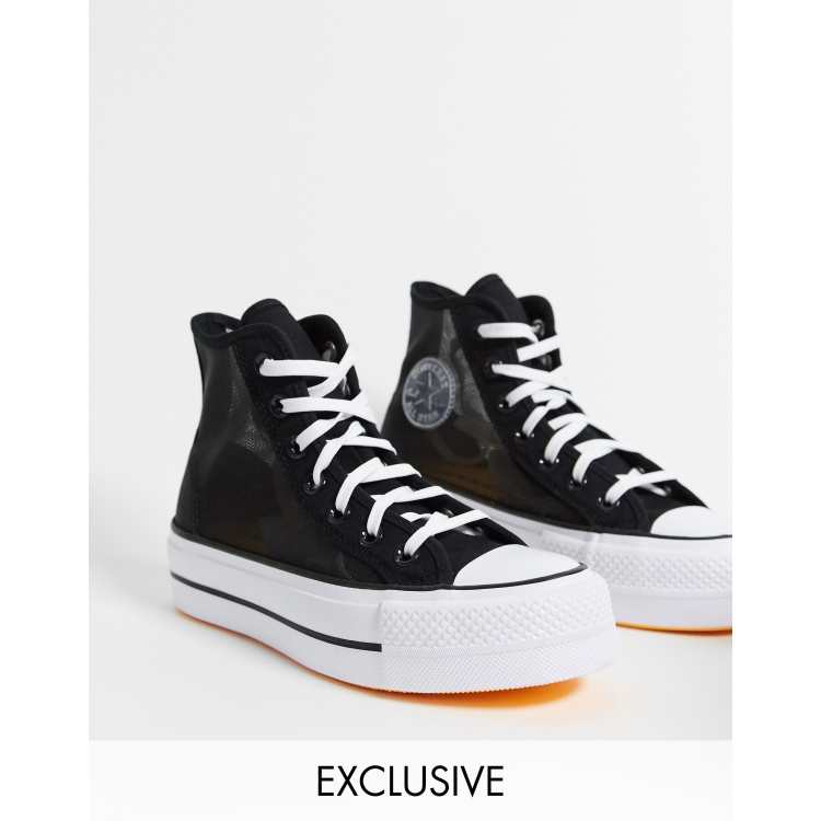 fuegos artificiales Señor Mala fe Zapatillas de deporte hi-top con plataforma de malla en negro exclusivas  Chuck Taylor Lift de Converse | ASOS