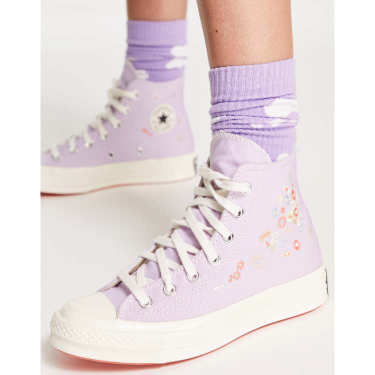 Zapatillas de hi-top lilas con bordado floral Chuck 70 Things to Hi de Converse | ASOS