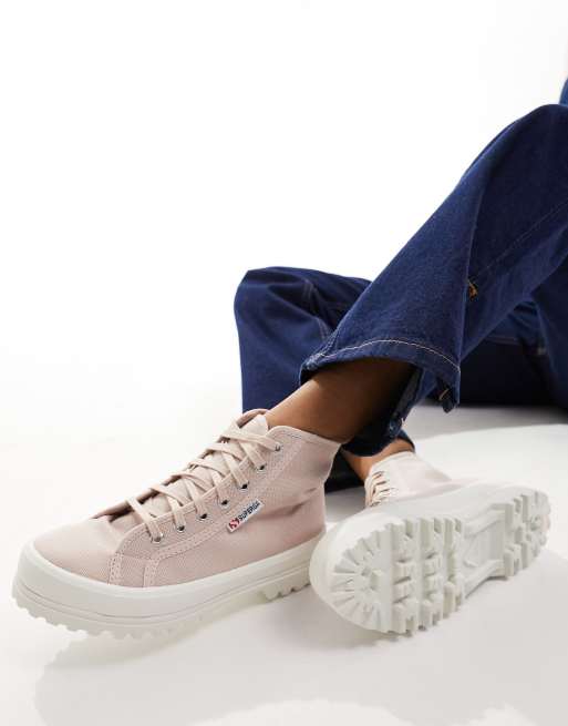 Zapatillas de deporte hi-top rosas con suela gruesa de Superga