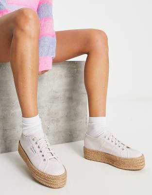 Zapatillas de deporte lilas con plataforma plana estilo alpargata 2790 Rope de Superga