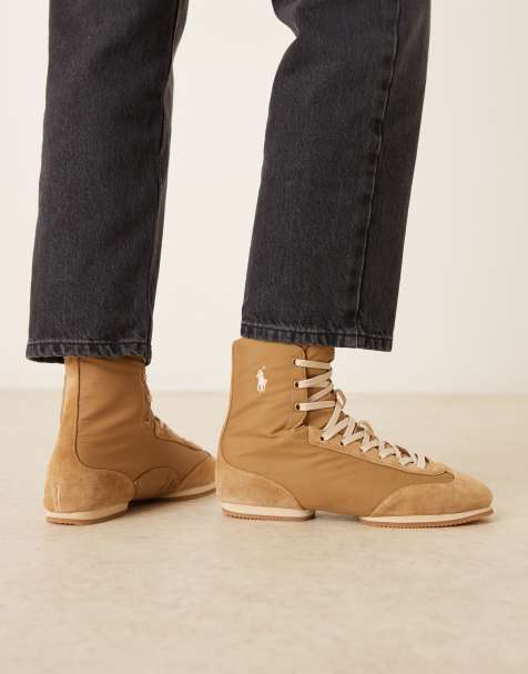 Zapatillas de deporte marrón claro abotinadas con acabado efecto piel de potro Ballerina de Polo Ralph Lauren - view 1