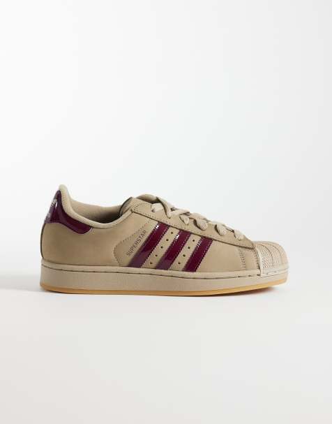 Zapatillas de deporte marrón claro y burdeos Superstar II de adidas Originals - view 1