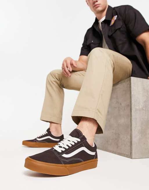 Zapatillas de deporte marrones con suela de goma Old Skool de Vans