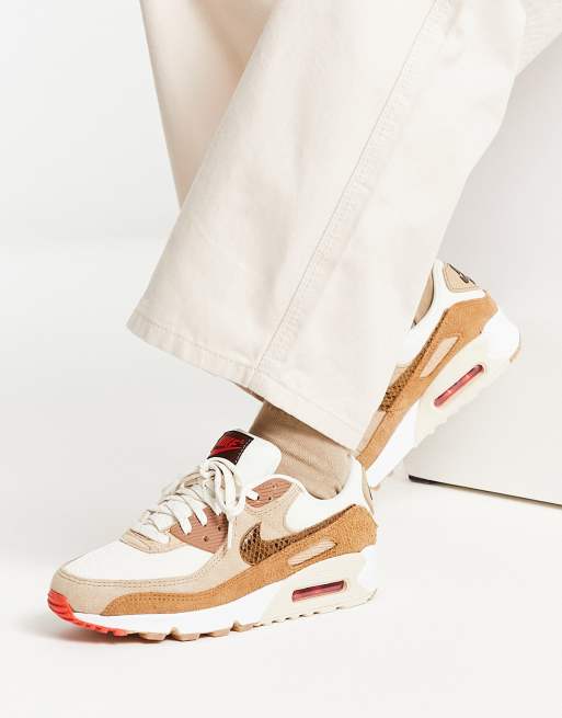 Zapatillas de deporte marrones y color marfil Air Max 90 Futura de Nike