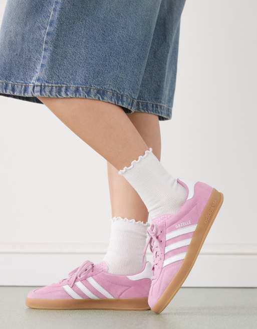 adidas gazelle silver green womens adidas Gazelle Bold Shoes - Women's - Purple / Wonder White / Gold main image 1