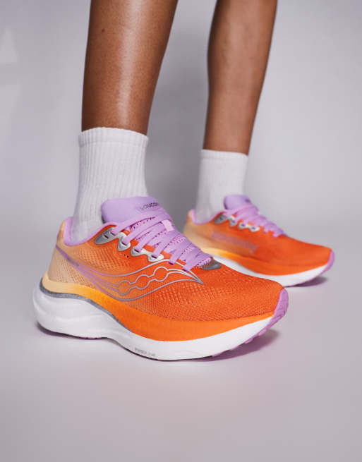 Zapatillas de deporte naranjas y moradas para correr Ride 19 de Saucony