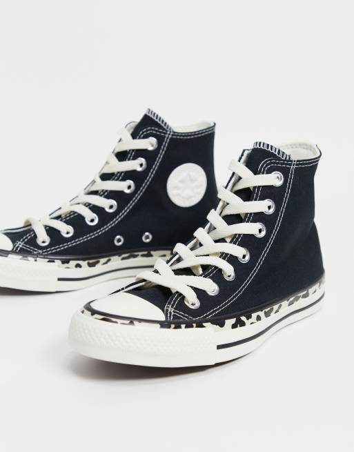 Zapatillas de deporte negras con detalle de leopardo Chuck Taylor de Converse