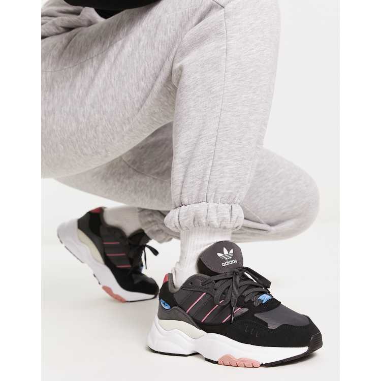 Zapatillas de deporte negras con detalles rosas Retropy F90 de adidas Originals ASOS