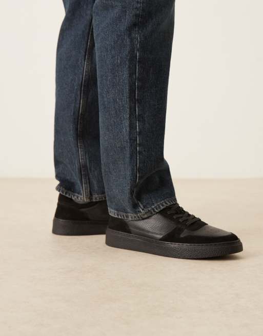 Zapatillas de deporte negras con diseño de paneles de ante y cuero de ASOS DESIGN , 4 de 5