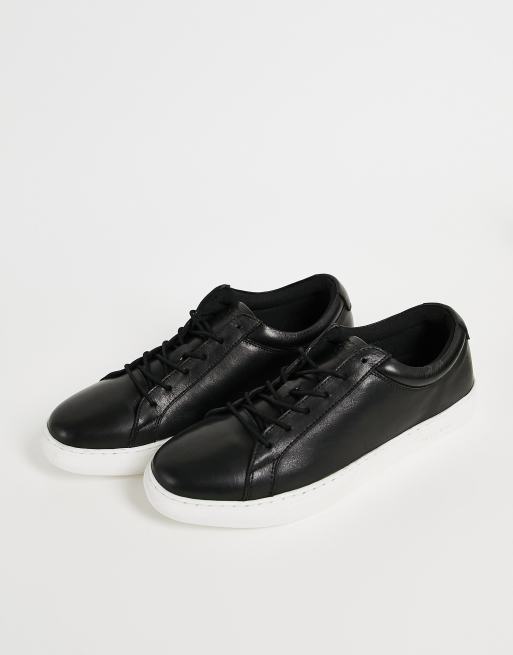 Zapatillas de deporte negras con diseño minimalista de cuero de Jack & Jones