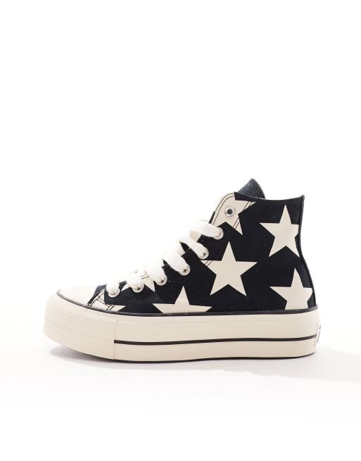 Zapatillas de deporte negras con estampado de estrellas y cordones gruesos Lift de Converse ASOS