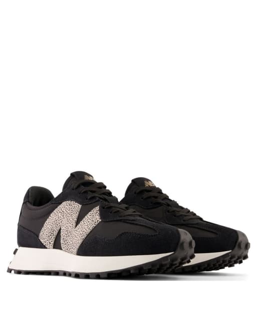 Zapatillas de deporte negras con estampado de leopardo 327 de New Balance, 4 de 4