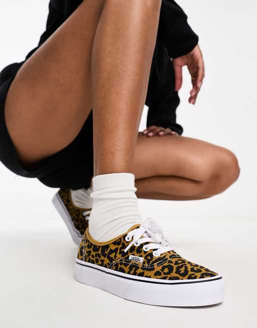 Zapatillas de deporte negras con estampado de leopardo de Vans Authentic