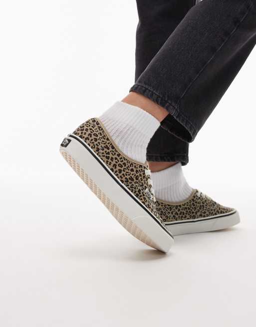Zapatillas de deporte negras con estampado de leopardo de Vans Authentic, 3 de 5