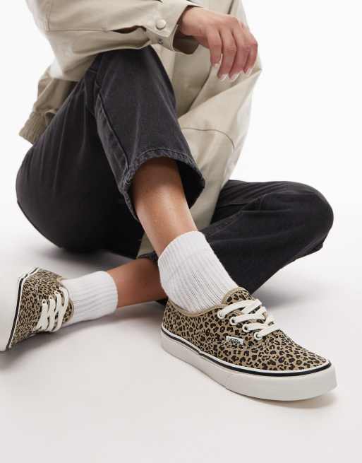 Zapatillas de deporte negras con estampado de leopardo de Vans Authentic, 5 de 5
