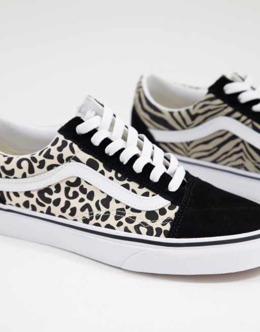 de negras con estampado de leopardo Skool Safari Multi de Vans |