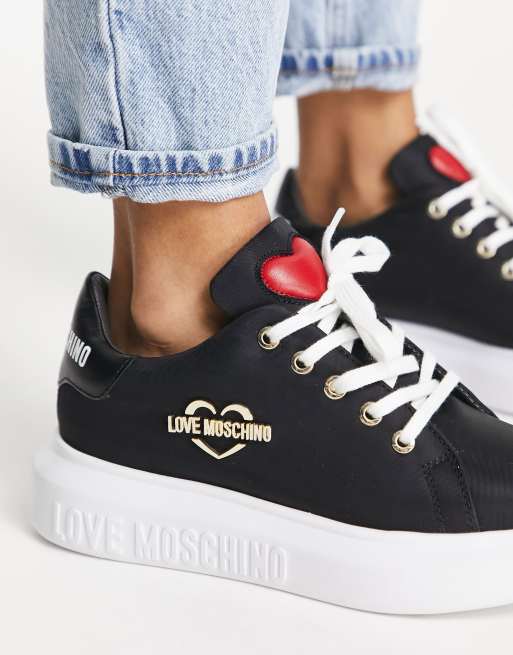 Sneakers Hombre  Moschino Zapatillas sin cordones con logo Negro