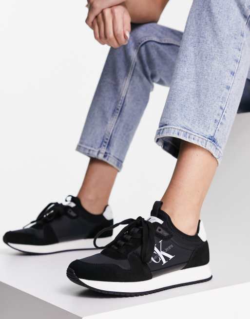 Zapatillas de deporte negras con logo de monograma de Calvin Klein